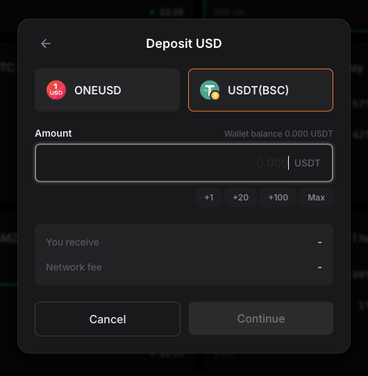 Deposit USD from USDT (BSC)